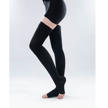 Open Toe Black Thigh Compression Socks