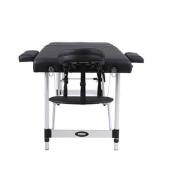 Aluminum folding massage bed 3 sections with accessories- black (width 60cm)