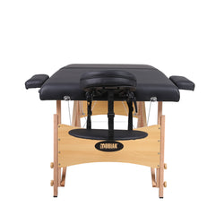 Wooden Folding Massage Bed 2 Sections with Accessories - Black (width 60cm)