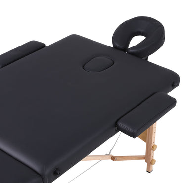 Wooden Folding Massage Bed 2 Sections with Accessories - Black (width 70cm)