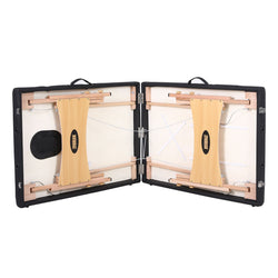 Wooden Folding Massage Bed 2 Sections with Accessories - Black (width 60cm)