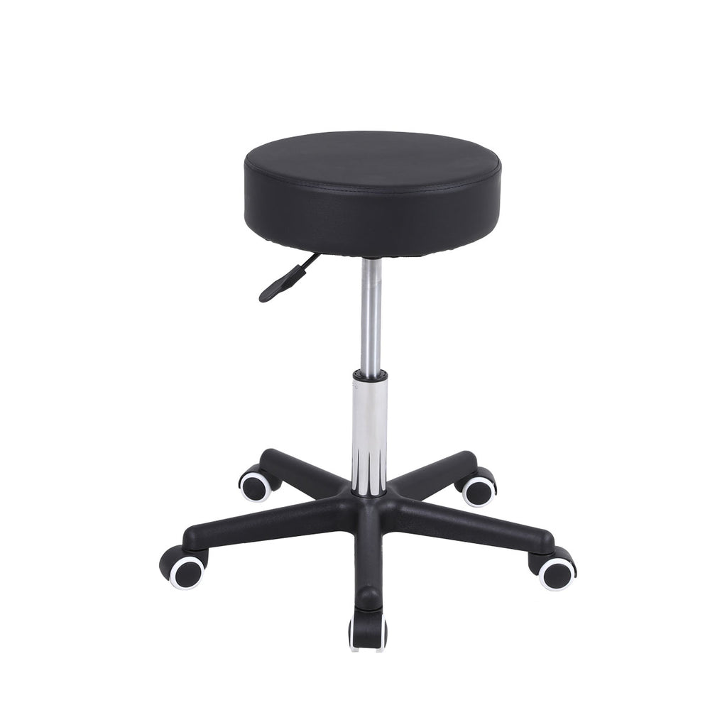 Height Adjustable Stool with Wheels - Black