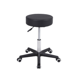 Height Adjustable Stool with Wheels - Black