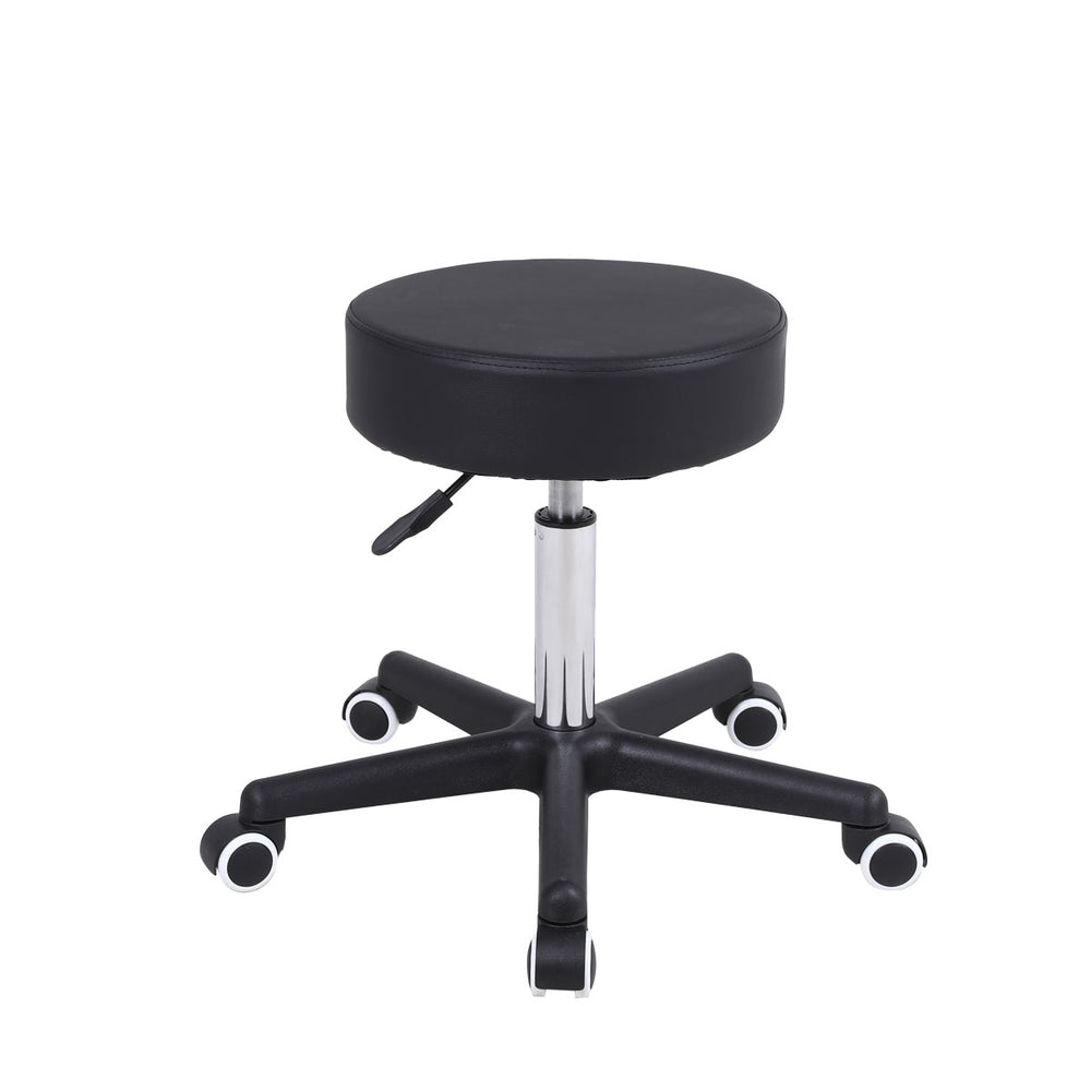 Height Adjustable Stool with Wheels - Black