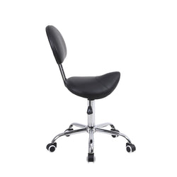 Height Adjustable "PONY" Type Stool with Backrest & Wheels - Black