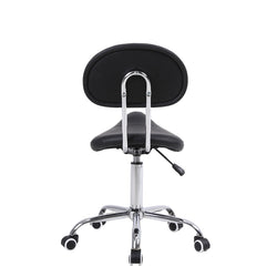 Height Adjustable "PONY" Type Stool with Backrest & Wheels - Black