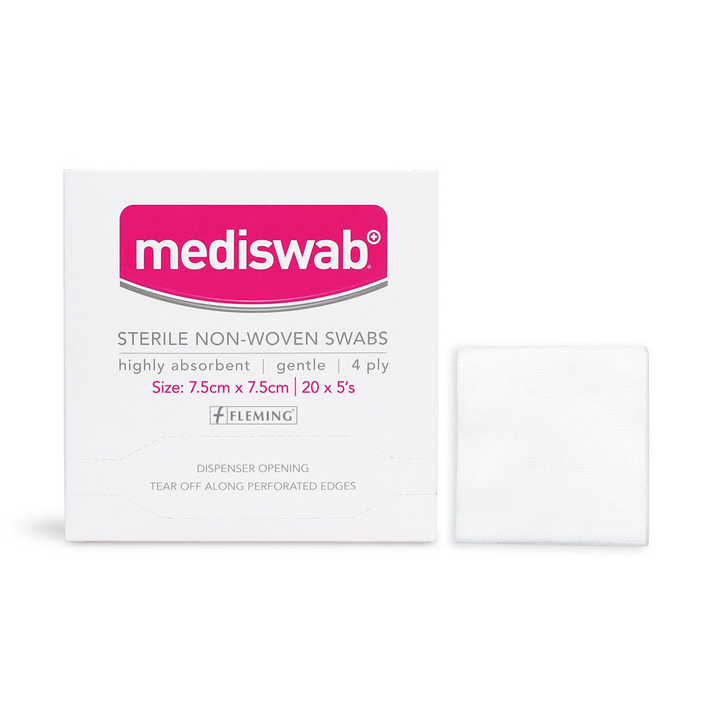 Mediswab Sterile Non Woven Swabs 7.5 x 7.5cm - Box of 20