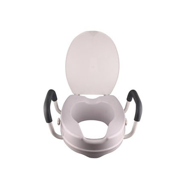 Raised Toilet Seat with Support Arms and Lid