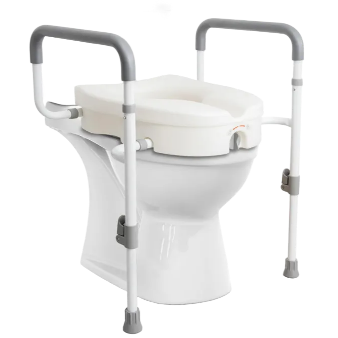 Raised Toilet Seat with Armrests
