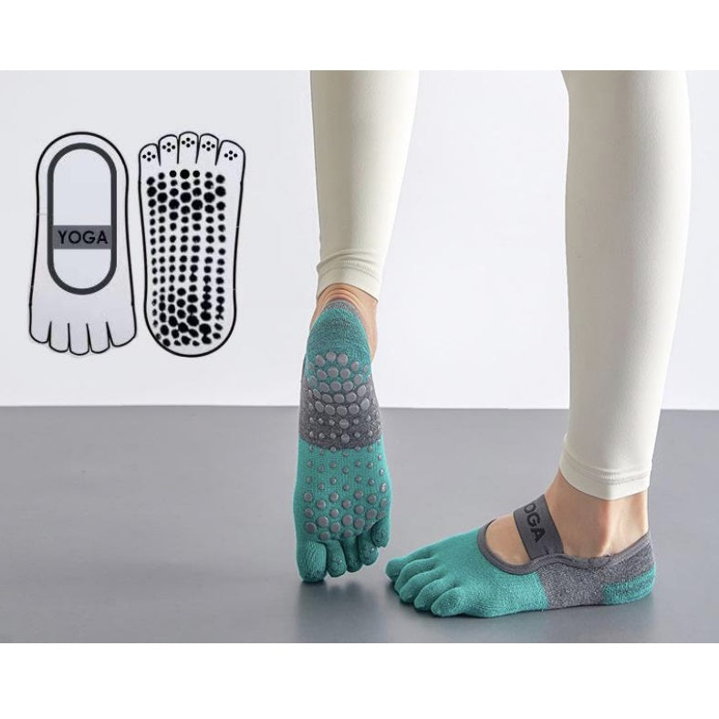 Medium length non slip yoga socks for women, five toe socks, pure