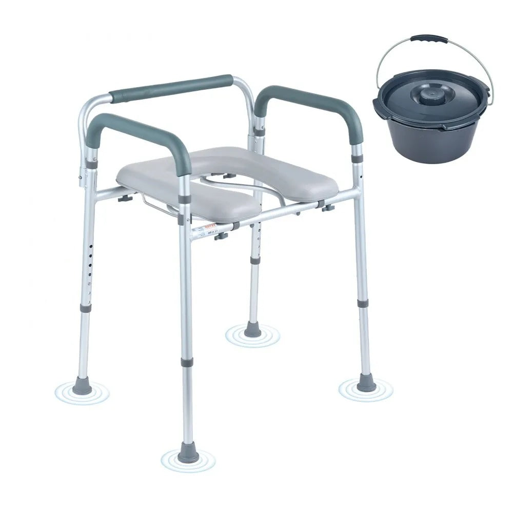 Bedside Commode with Padded Seat - Height Adjustable