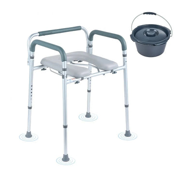 Bedside Commode with Padded Seat - Height Adjustable