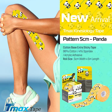Tmax Kinesiology Tape 5cm x 5m - Cotton Extra Sticky - Panda