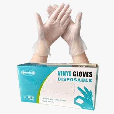 Disposable Vinyl Gloves Clear Powder Free (Pack of 100)