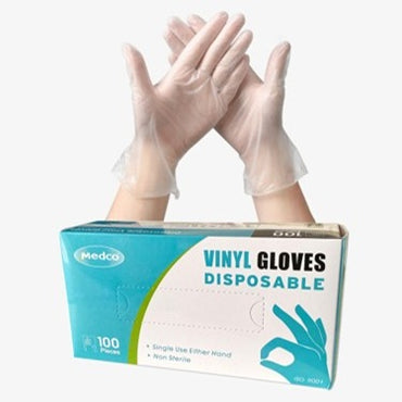 Disposable Vinyl Gloves Clear Powder Free (Pack of 100)