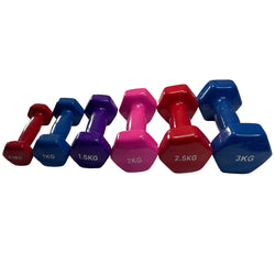 Vinyl Coated Dumbells 0.5kg - 5kg - Shiny