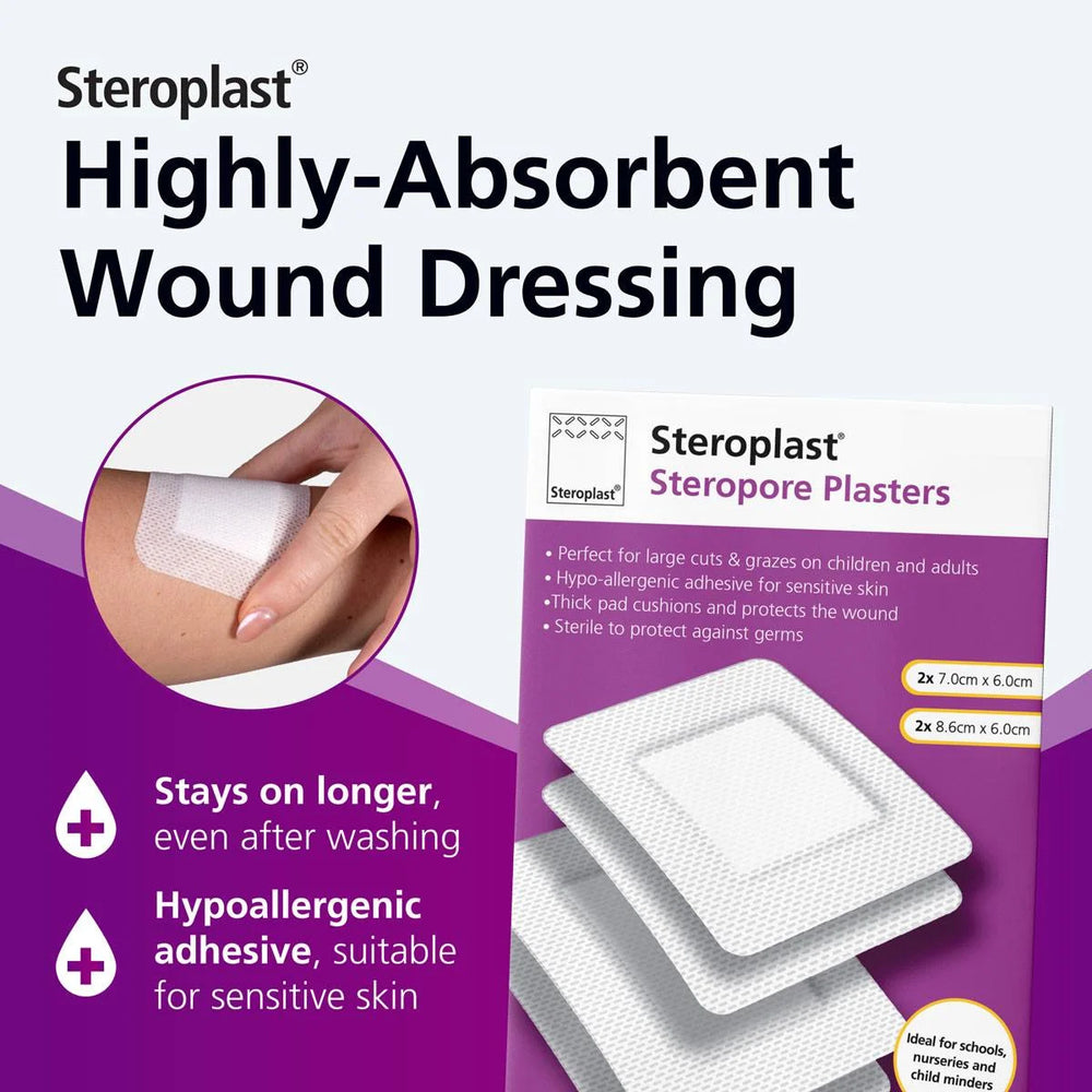 Steropore Large Adhesive Wound Dressing Plasters | Packs of 4