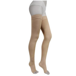 Open Toe Beige Thigh Compression Socks